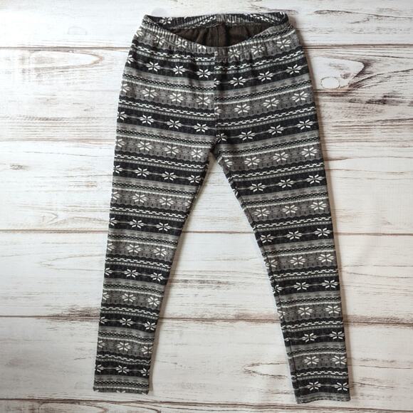 Just Cozy Snowflake Fleece Lined Fairisle Leggings Gray Plus One Size - Picture 1 of 7